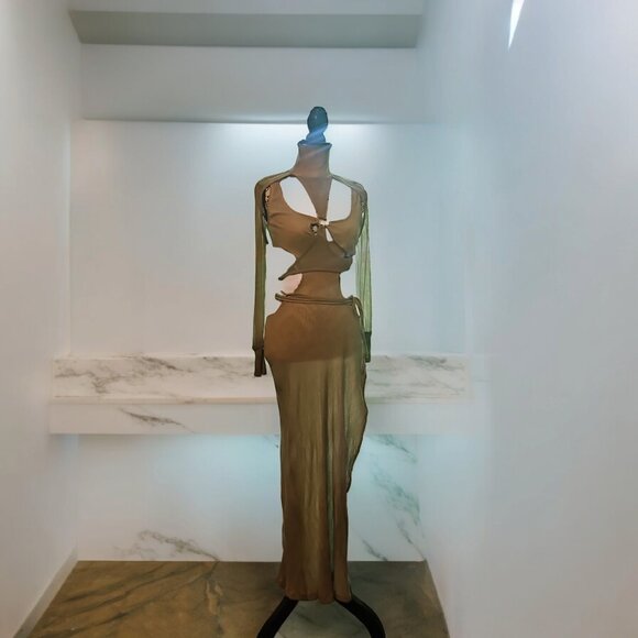 DARKER WAVS RIBBED CUTOUT DRESS - Picture 2 of 4